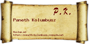 Paneth Kolumbusz névjegykártya